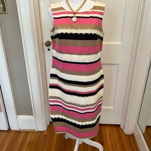 Anne Klein Pink and Black Sheath Midi Dress